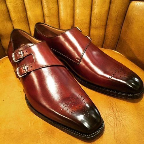 New Handmade Men double buckle formal shoes Men brown dress shoes, Men leather s