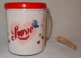 New Valentine Love Hearts Coffee Cup Mug 10oz Finished Cross Stitch Hand... - $29.46