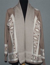 LAPIS Oatmeal Camel Diamond Chevron Stripe Long Dressy Knit Cardigan Wm ... - $48.99