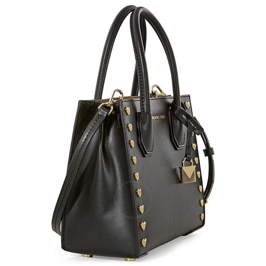 Michael Kors Mercer Medium Heart Studded Handbag Messenger Bag, Black ...