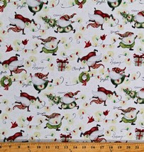 Cotton Gnomes and Lights Christmas Lights Cream Fabric Print by the Yard D502.66 - $9.95