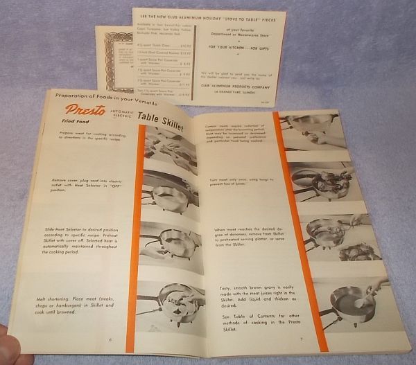 Presto Automatic Electric Skillet Recipes and Instruction 1954 Eau