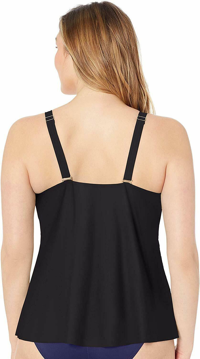 Sunsets Curve BLACK Plus Size Harper Fly Away Tankini Top Swimsuit, US