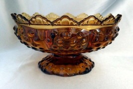 FENTON Amber Glass Hobnail Crown Pillar / Taper Candle Holder, Patent No... - $19.50