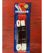2 pairs Shoelaces Flat white 27&quot; stay tied ATHLETIC Sneakers tennis shoe... - $4.49