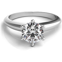 2.50CT Forever One Moissanite 6 Prong Solitaire Wedding Ring 18K WG - $1,170.98