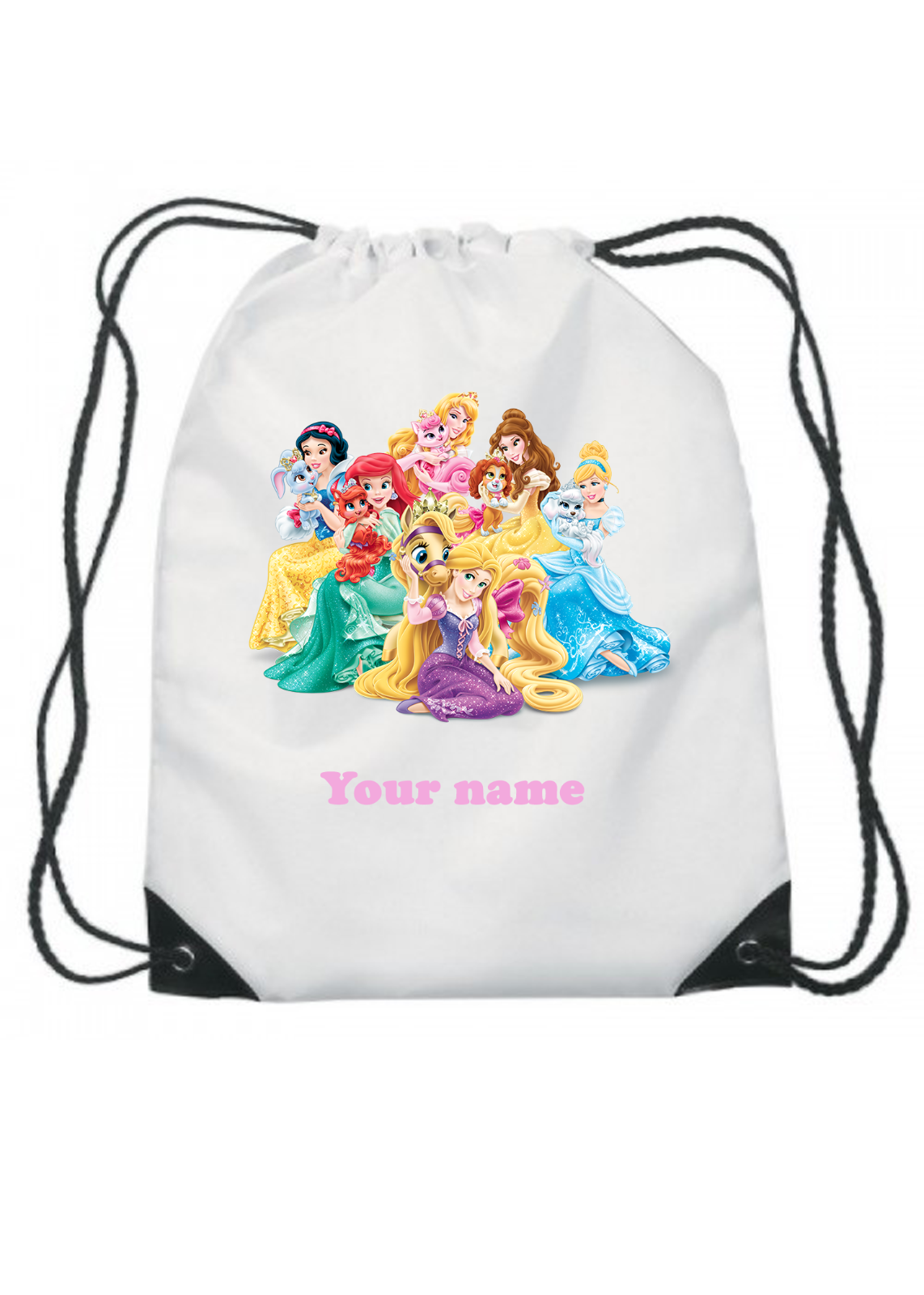 Disney Princess Personalised Kids Drawstring Bag School Swimming