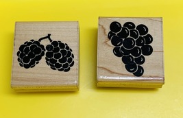 JRL Design Wooden Rubber Stamps Raspberry Grapes Set of 2 Fruit Stamp - $9.00
