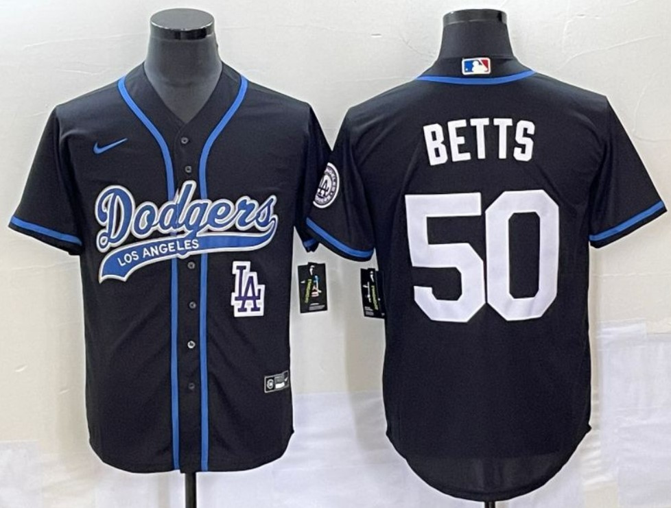 Los Angeles Dodgers 50 Mookie Betts 2023 Baseball Mens Stitched Black