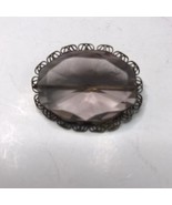 Antique Purple Rhinestone Filligree Brooch Faceted with C Clasp RARE - $20.57