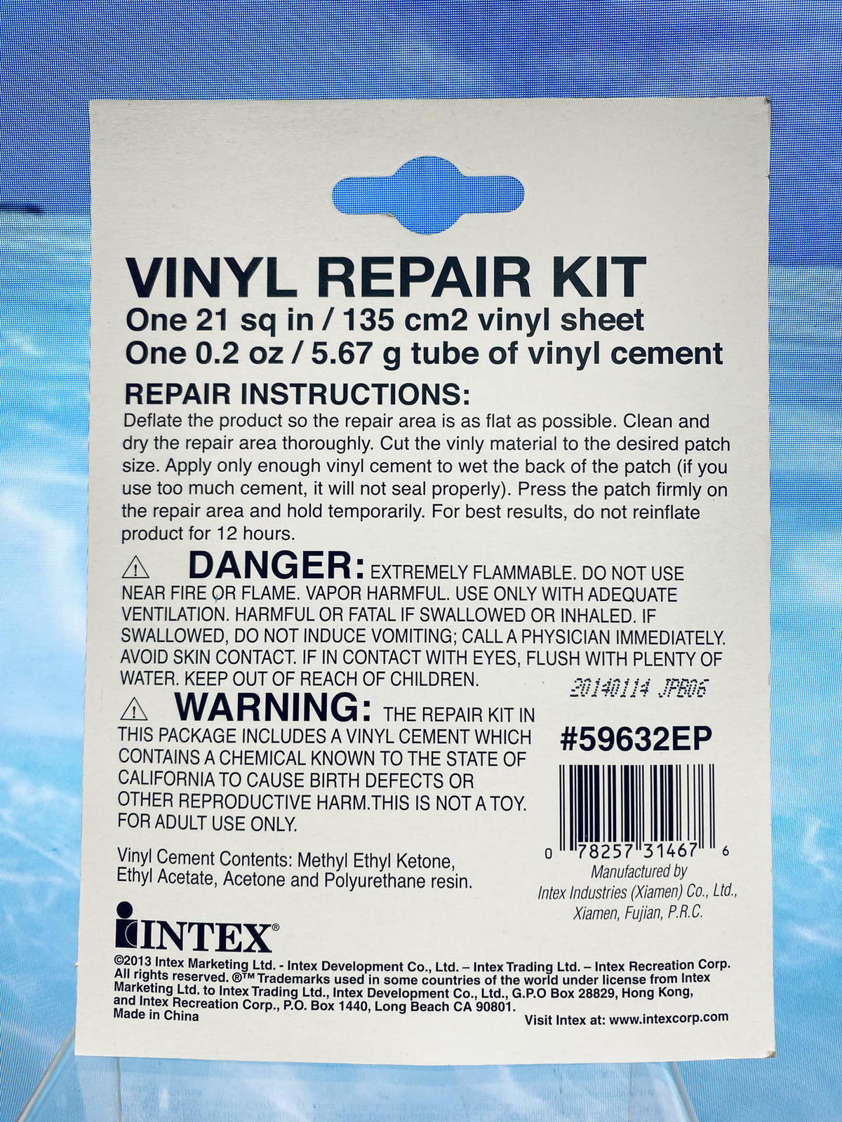 Intex Vinyl Repair Kit 2 pk Glue Cement Patch for Inflatables Pools Wet