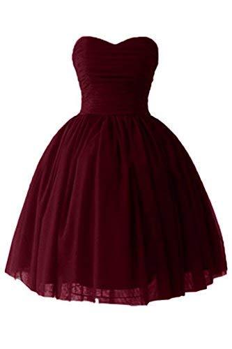 Short Tulle Sweetheart Prom Dress Evening Homecoming Gowns Plus Size Burgundy US