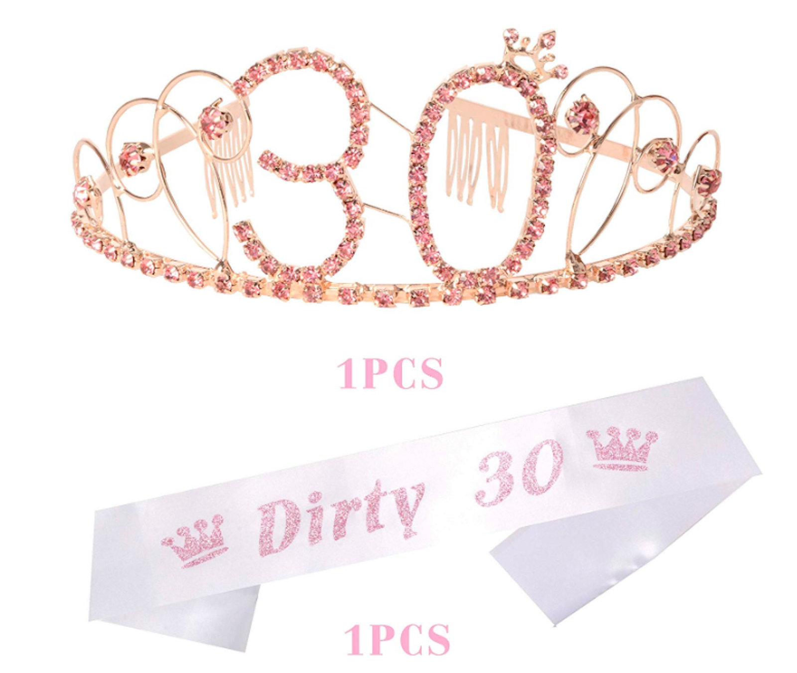 30th Birthday Gold Tiara Dirty Thirty Sash Happy 30th Birthday Party