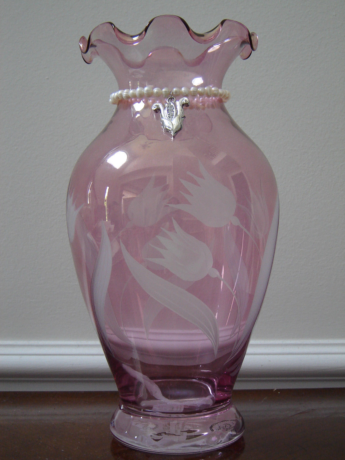 Lenox Expression The Heart Flower Vase Pink Tulip 10 Crystal New In Box