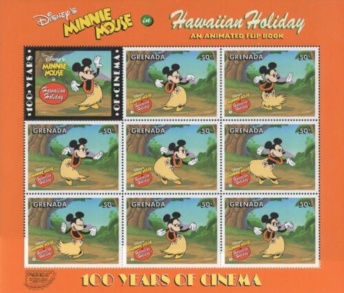 Disney Stamp Minnie Mouse Hawaiian Holiday Souvenir Sheet of 8 Stamps MNH