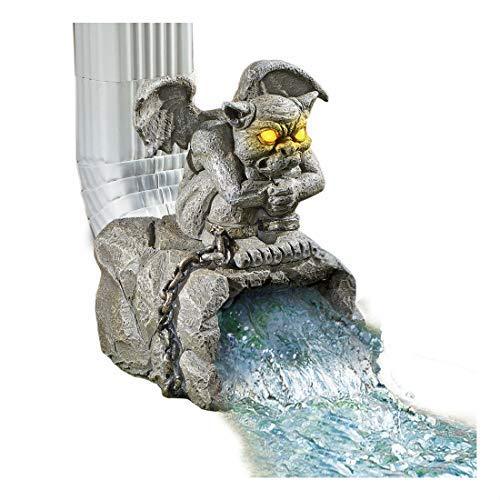Gargoyle Outdoor Gutter Downspout Extension Solar Eye Lights Rain Water