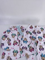 Disney Junior Minnie Mouse 2 Piece Pajama Set Girls Size 2T White Pink Blue - $11.29