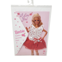 Vintage 1995 Mattel Barbie Fashion Greeting Card I Love You Red Heart Dress - $19.93