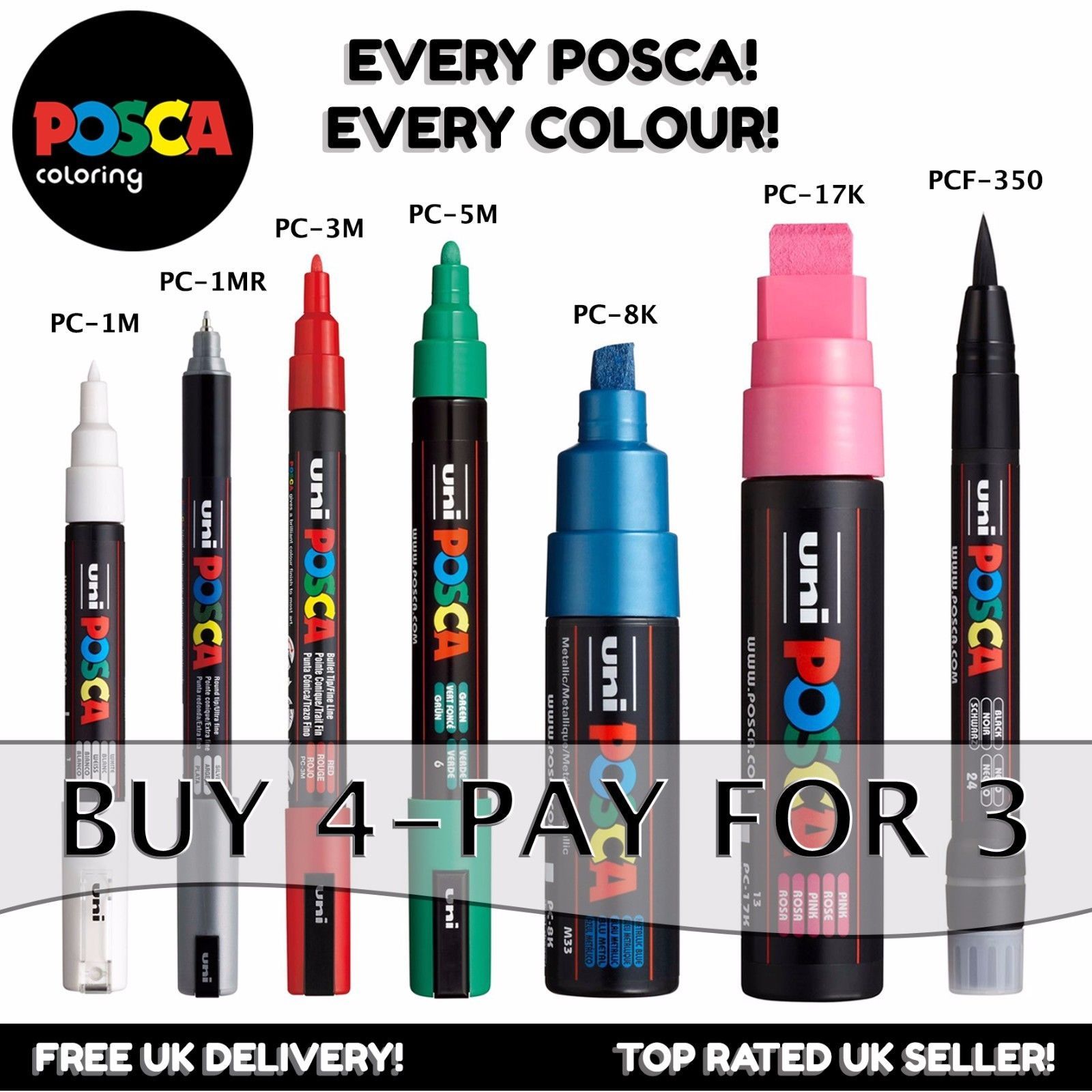 Uni Posca Paint Marker Art Pens Every Posca Every Colour Buy Pay For Pens Pencils