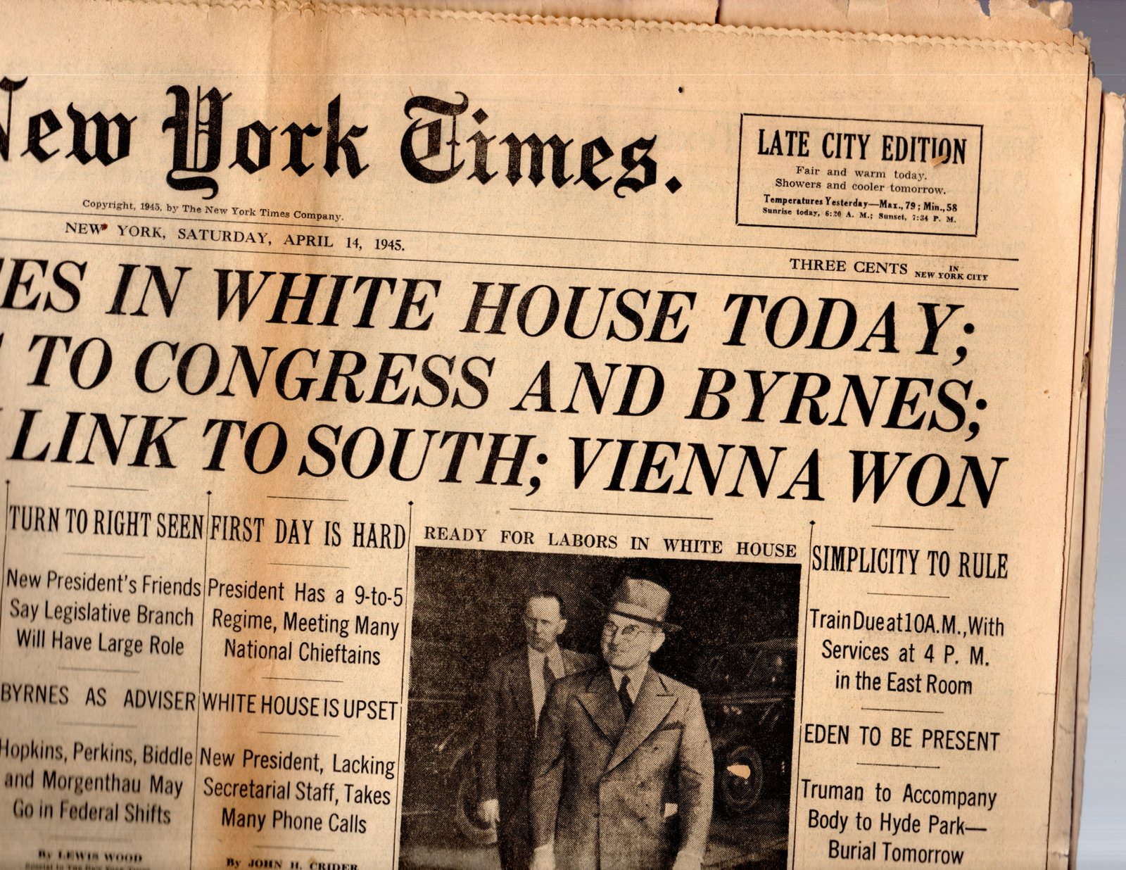 The New York Times, Newspaper, Saturday, April 14, 1945 194069