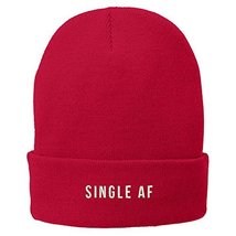 Trendy Apparel Shop Single AF Embroidered Soft Stretchy Winter Long Beanie - Red - $14.99