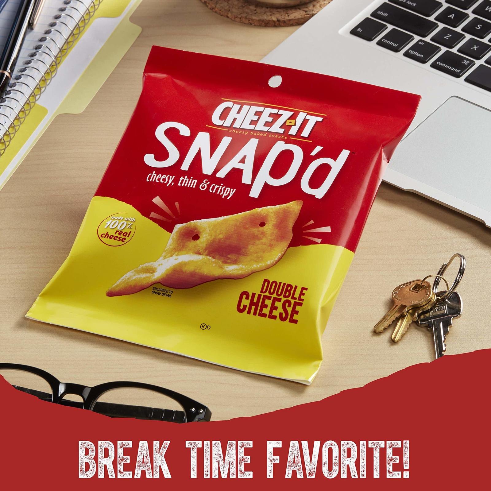CheezIt Snap'd, Cheesy Baked Snacks, Double Cheese, 3.6oz Pouch(Pack
