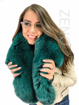 Electric Green Fox Fur Stole 47' (120cm) Saga Furs Fox Collar Fur Scarf image 1