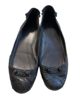 BALENCIAGA Black Leather Round Toe ARENA Ballet Flats 38.5 Shoe Women Italy image 1
