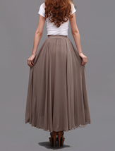Taupe Maxi Chiffon Skirt Women Chiffon Maxi Skirts High Waist Bridesmaid Skirts image 5