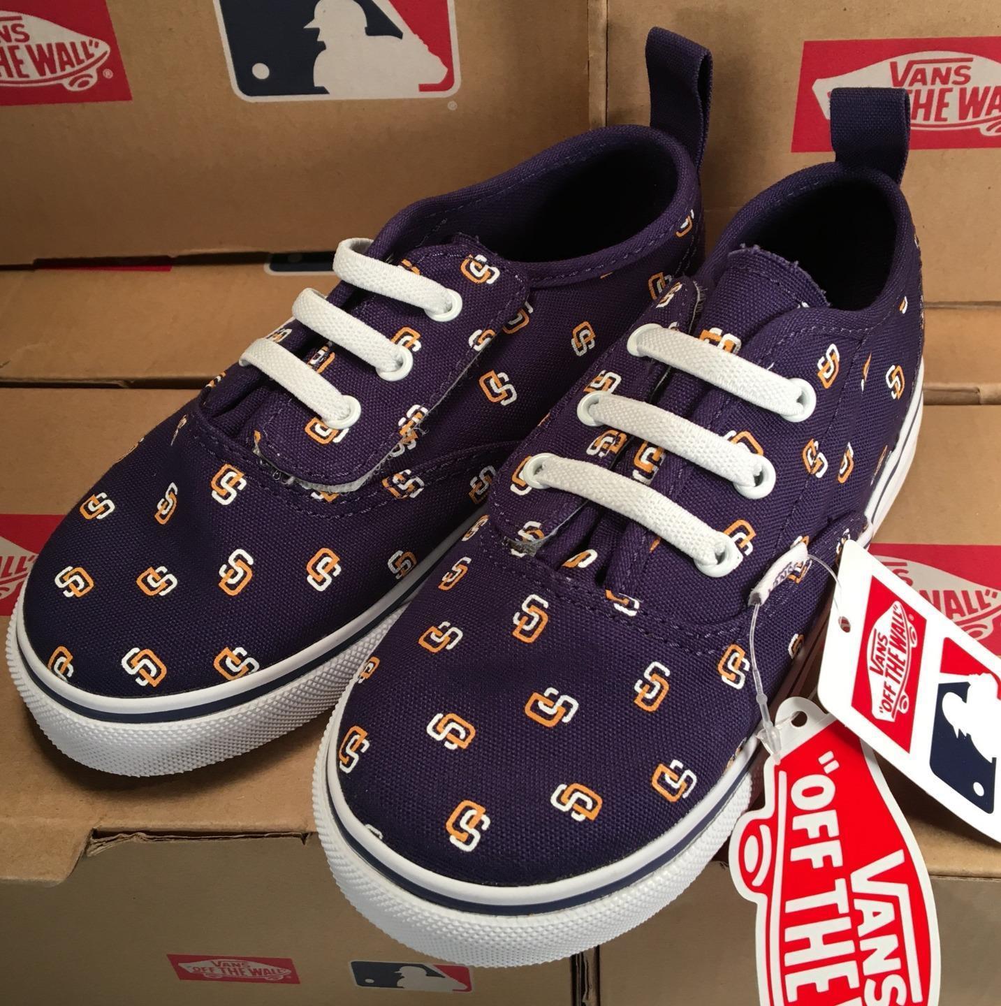 Vans San Diego Padres MLB Toddler V Lace Authentic Sneakers Laced Slip ...