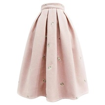 Women Black Plaid Wool Skirt Plaid Pleated Party Skirt Winter Tea Length Skirt image 10