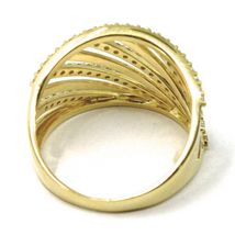 SOLID 18K YELLOW GOLD BAND RING, MULTI OBLIQUE WIRES, CUBIC ZIRCONIA image 4