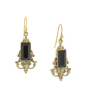 1928 Gold-Tone Black Drop Earrings - $18.61