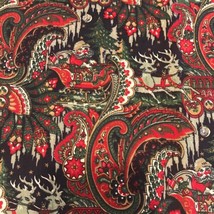 Marcus Brothers Textiles Christmas Santa Fabric Material Sleigh Paisley ... - $35.84