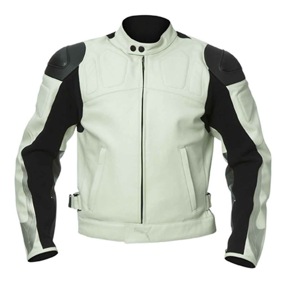 Image of Handmade Black DAINESE Bicker Leather Jacket Black and white color combination