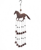 Horse Wind Chime 2 Tier Bell 24.8" Long Metal & Glass Music Garden Porch Music
