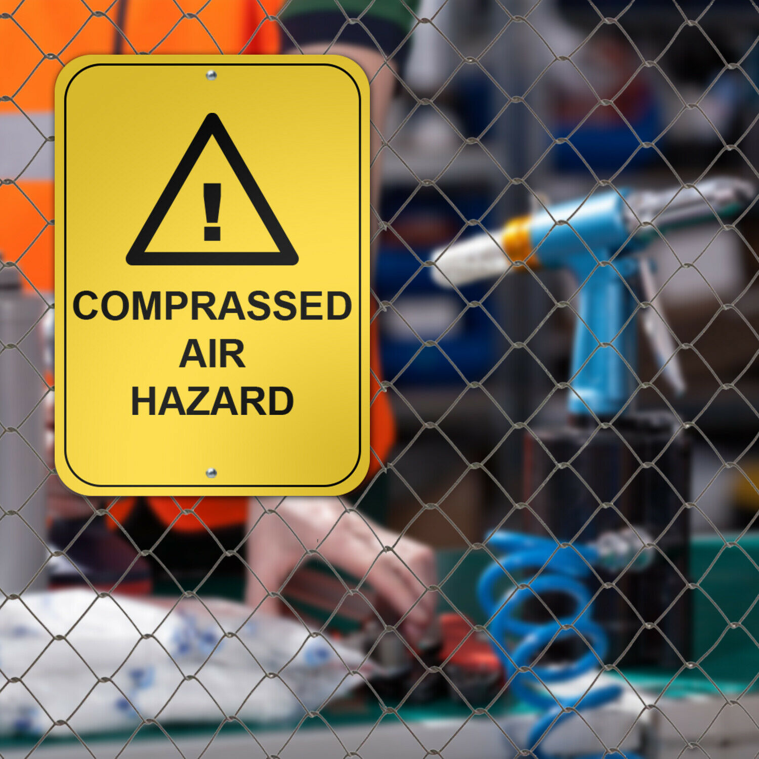 Compressed Air Hazard Warning Sign Metal Aluminium Hazardous Safety