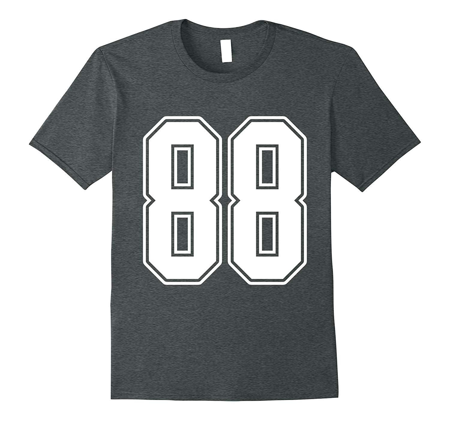 New Tee - #88 White Outline Number 88 Sports Fan Jersey Style T-Tee Men ...