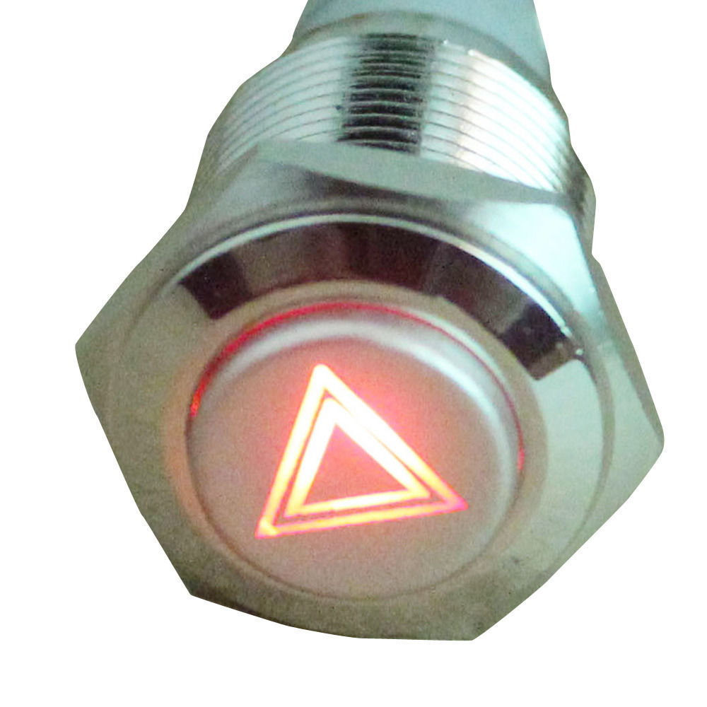 NEW 19mm 12v Red LED Power symbol/&angle eye Metal Push button ON//off Switch