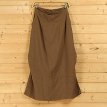 Women Linen Cotton Boho Skirts Casual Linen Skirt, Army Green Black,  One Size image 2