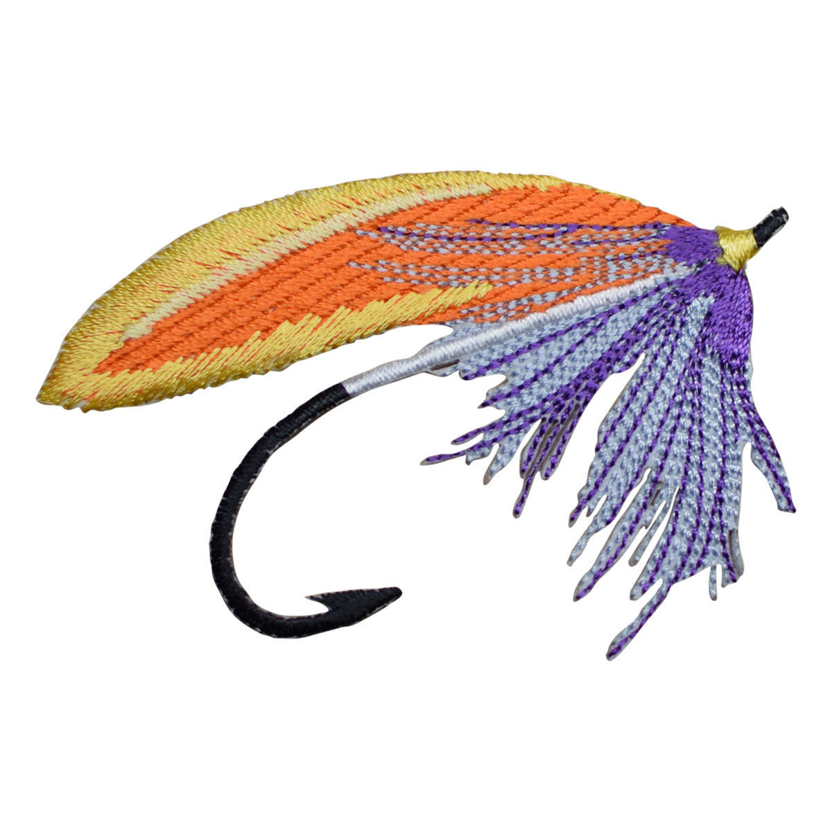 Fly Fishing Applique Patch Orange, Purple, Yellow (Medium, Iron on