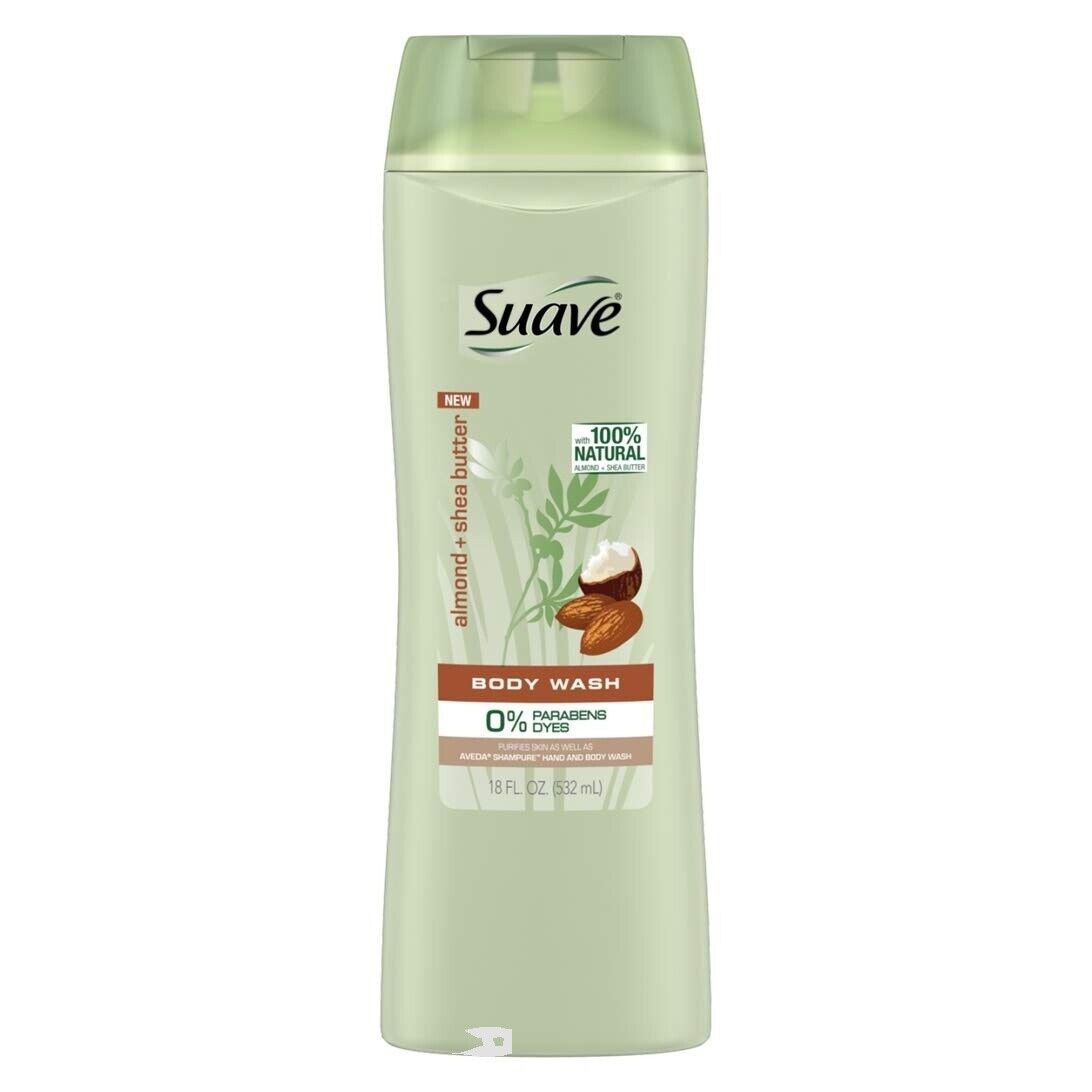 New Suave 100% Natural Almond & Shea Butter Purifying Body Wash 18 oz
