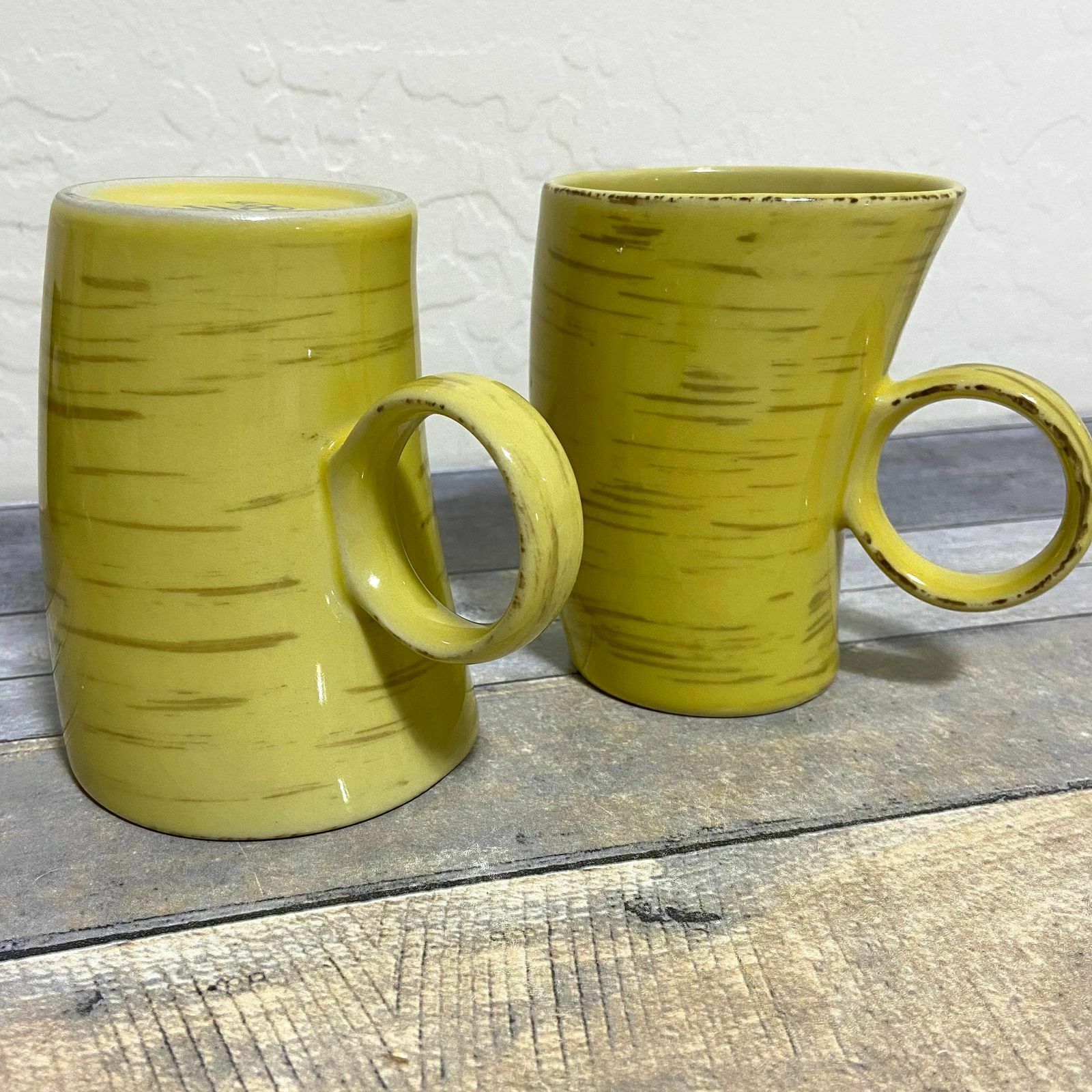 Curved Large Ring Handle Mugs Yellow 12oz Glassware