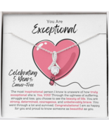 5 Year Cancer Free Necklace, Breast Cancer Ribbon Pendant, Cancer Survivor Gift - $54.95 - $74.95