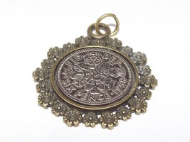 Sterling Silver 24in chain Fancy Pendant 1957 Lucky sixpence 62nd Birthday