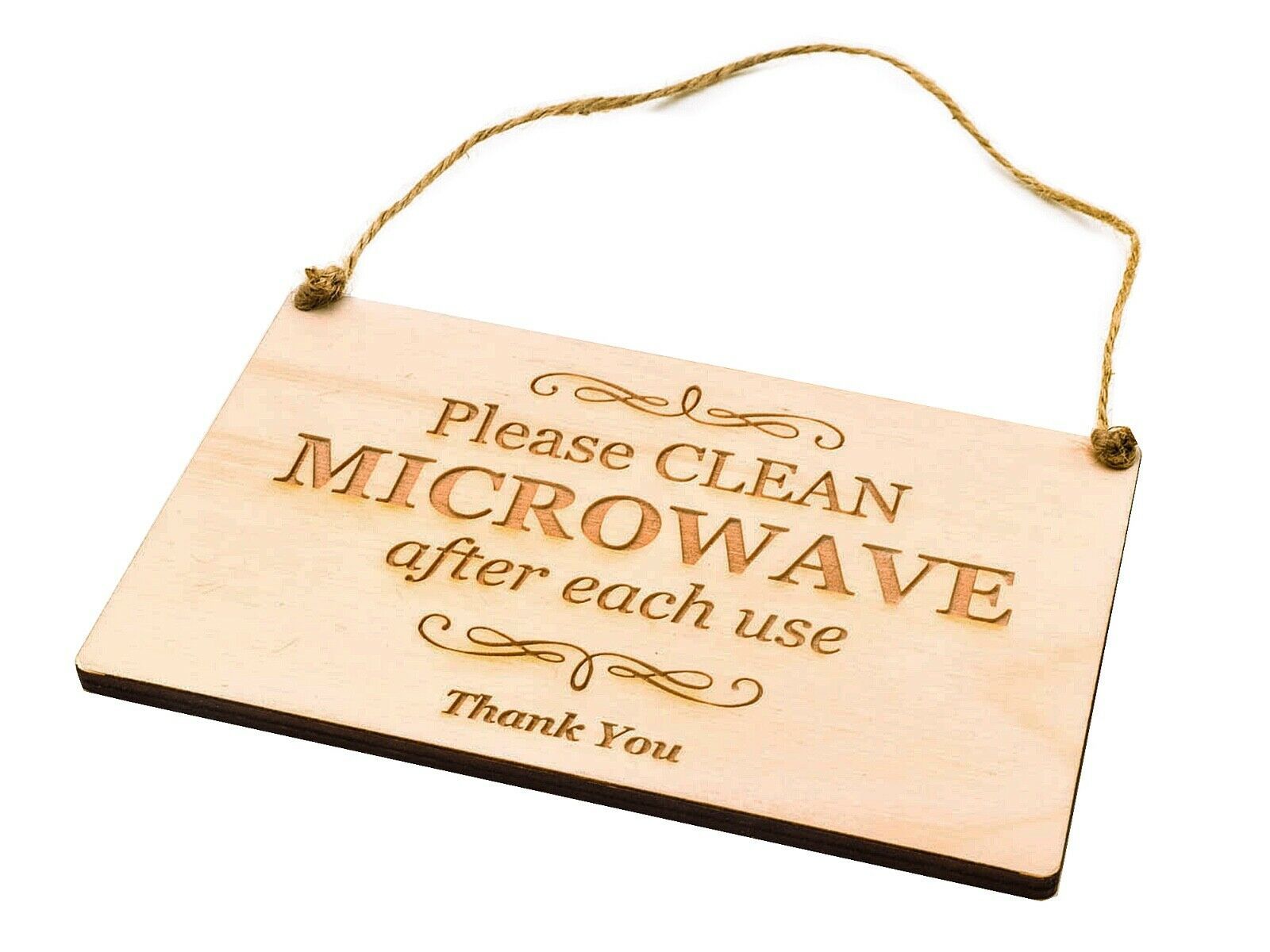 Please Clean Microwave After Each Use - Kitchen Engraved Sign, in wood