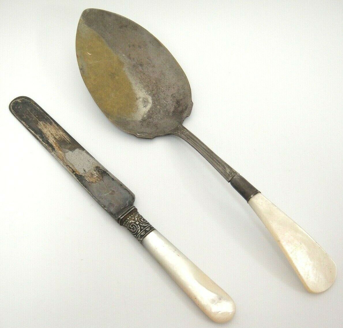 Primary image for Antique Sheffield Server and J Russell Knife with Mother of Pearl Handles Lot 2
