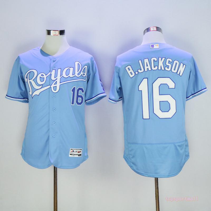 Swen Logo Kansas City Royals 16 Bo Jackson Baby Blue Flexbase Baseball