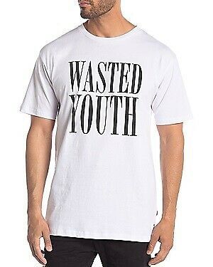 WeSC WHITE Retro Fit Mason Wasted Youth Graphic T-Shirt, US Small