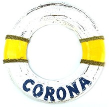 11.5" Hand Carved Corona Beer Ring Lifesaver Buoy Wooden Wall Hanging Art Sign T - $19.74